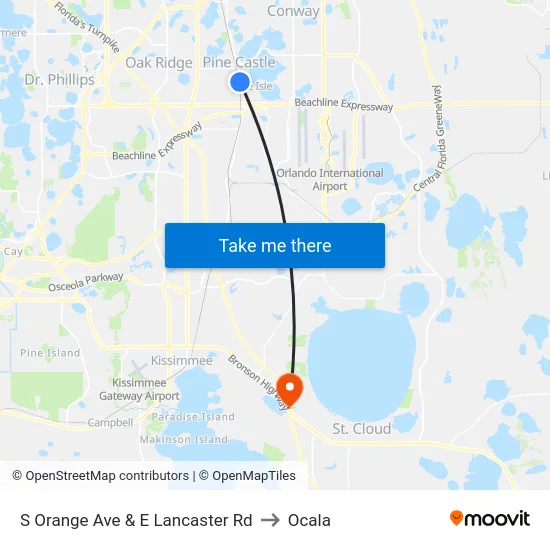 S Orange Ave & E Lancaster Rd to Ocala map