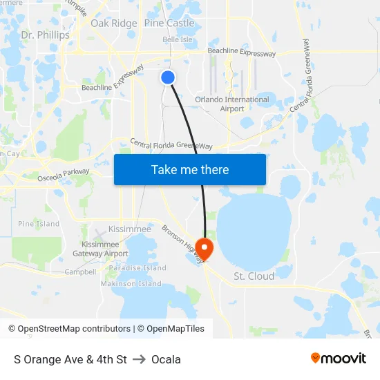 S Orange Ave & 4th St to Ocala map