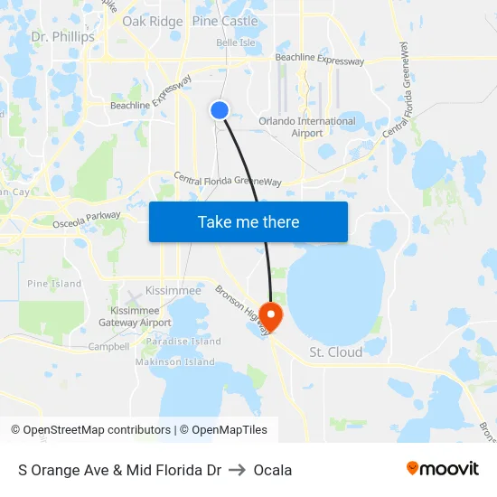 S Orange Ave & Mid Florida Dr to Ocala map
