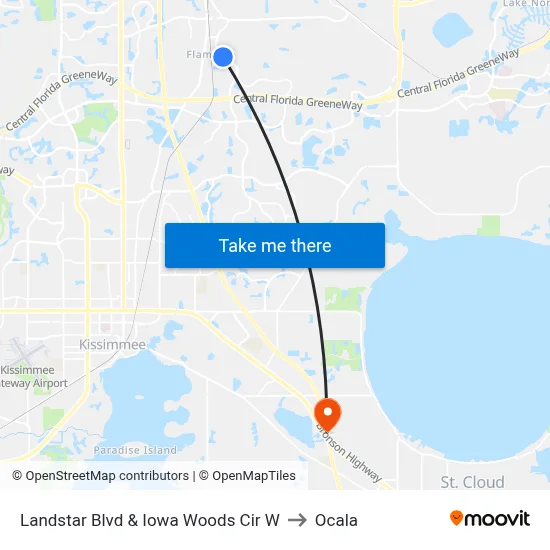 Landstar Blvd & Iowa Woods Cir W to Ocala map
