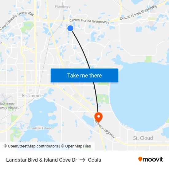 Landstar Blvd & Island Cove Dr to Ocala map