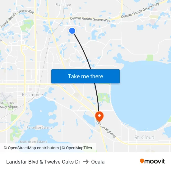 Landstar Blvd & Twelve Oaks Dr to Ocala map