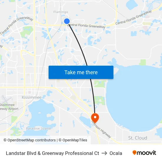 Landstar Blvd & Greenway Professional Ct to Ocala map