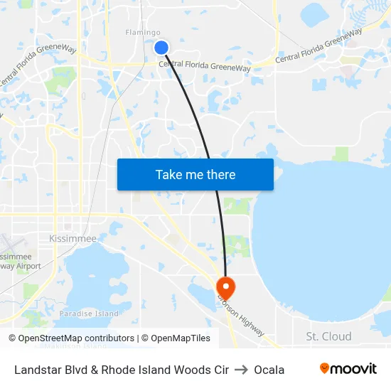 Landstar Blvd & Rhode Island Woods Cir to Ocala map