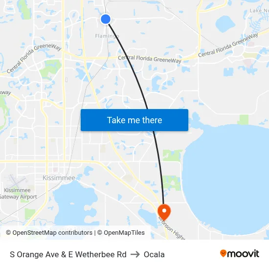 S Orange Ave & E Wetherbee Rd to Ocala map