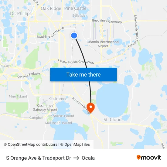 S Orange Ave & Tradeport Dr to Ocala map