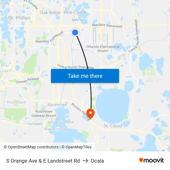 S Orange Ave & E Landstreet Rd to Ocala map