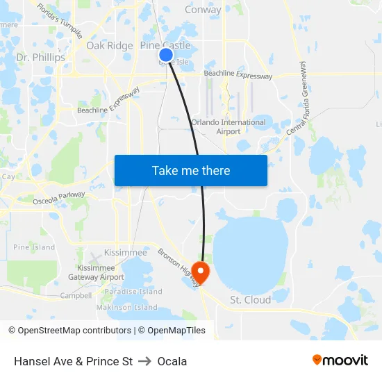 Hansel Ave & Prince St to Ocala map