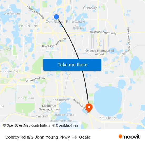 Conroy Rd & S John Young Pkwy to Ocala map