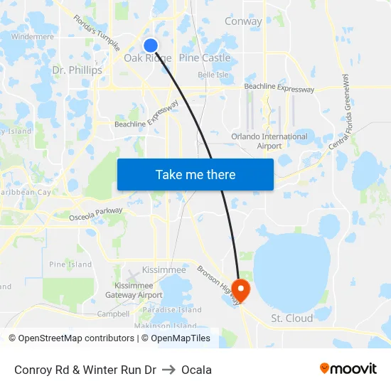 Conroy Rd & Winter Run Dr to Ocala map