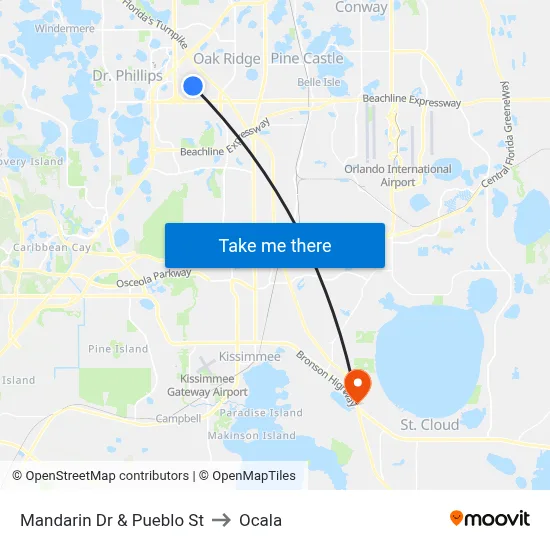 Mandarin Dr & Pueblo St to Ocala map
