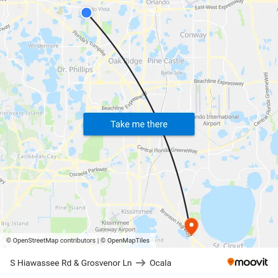 S Hiawassee Rd & Grosvenor Ln to Ocala map