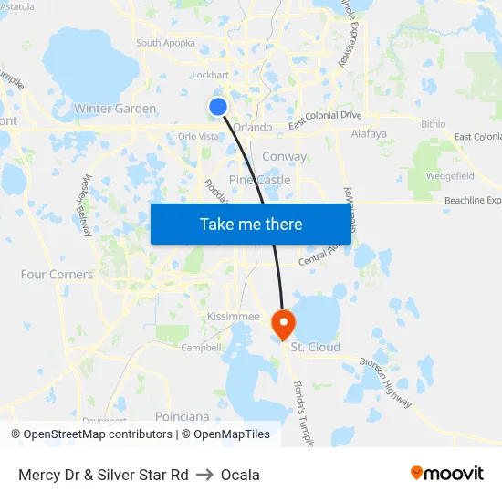 Mercy Dr & Silver Star Rd to Ocala map