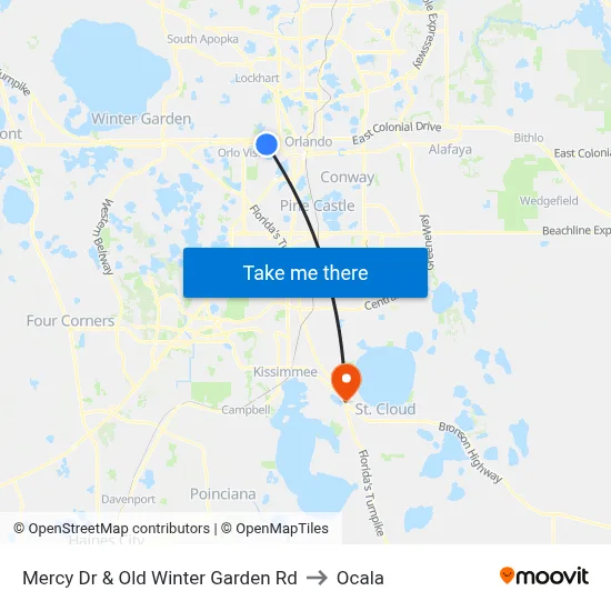 Mercy Dr & Old Winter Garden Rd to Ocala map