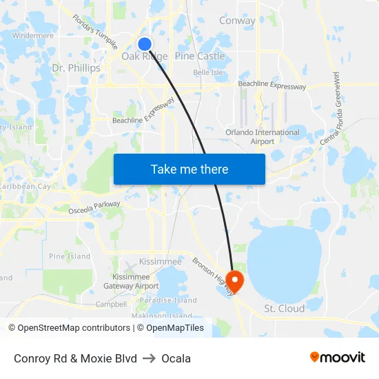 Conroy Rd & Moxie Blvd to Ocala map