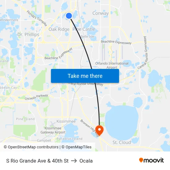 S Rio Grande Ave & 40th St to Ocala map