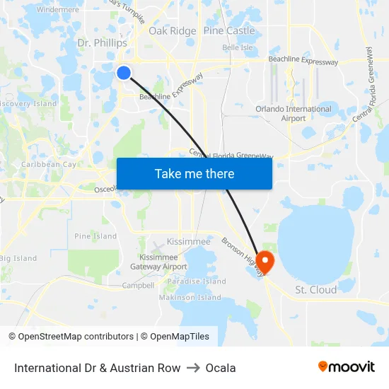 International Dr & Austrian Row to Ocala map