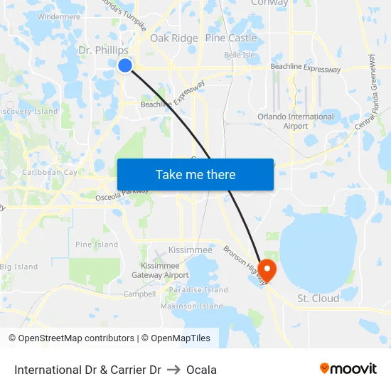 International Dr & Carrier Dr to Ocala map