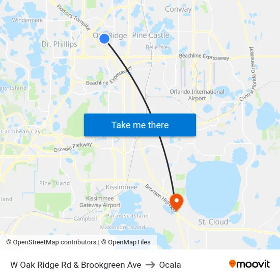W Oak Ridge Rd & Brookgreen Ave to Ocala map