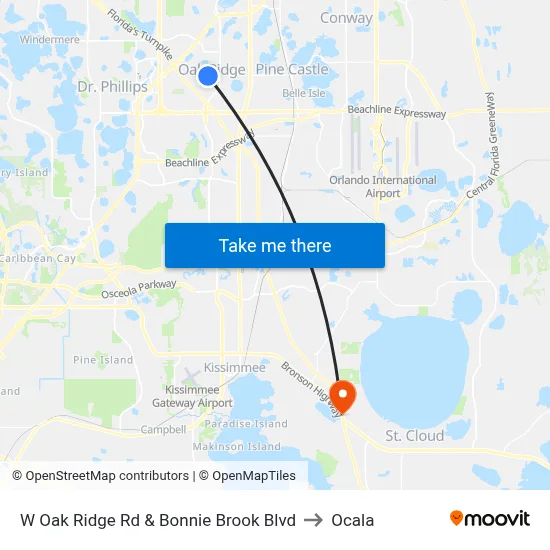 W Oak Ridge Rd & Bonnie Brook Blvd to Ocala map