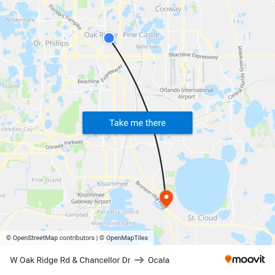 W Oak Ridge Rd & Chancellor Dr to Ocala map