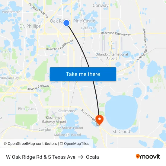 W Oak Ridge Rd & S Texas Ave to Ocala map