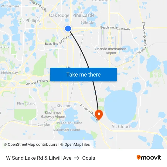 W Sand Lake Rd & Lilwill Ave to Ocala map