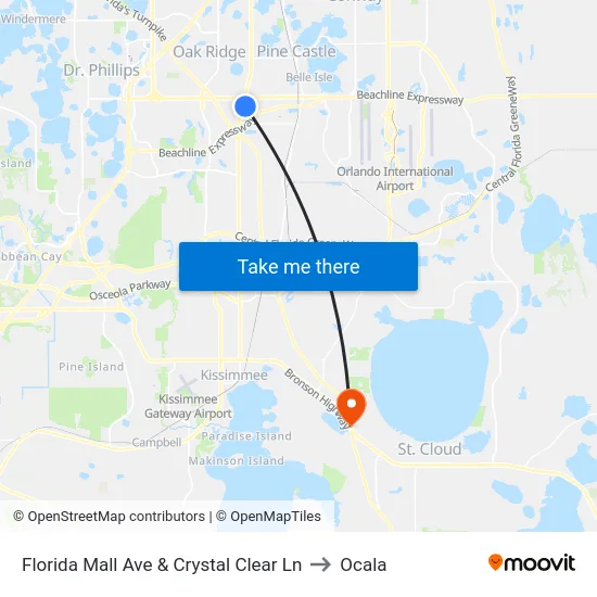 Florida Mall Ave & Crystal Clear Ln to Ocala map