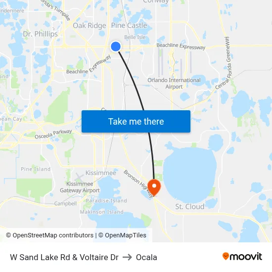 W Sand Lake Rd & Voltaire Dr to Ocala map