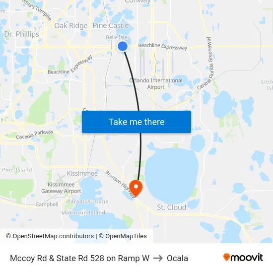 Mccoy Rd & State Rd 528 on Ramp W to Ocala map