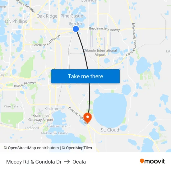 Mccoy Rd & Gondola Dr to Ocala map