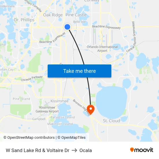 W Sand Lake Rd & Voltaire Dr to Ocala map