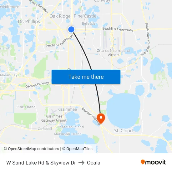 W Sand Lake Rd & Skyview Dr to Ocala map