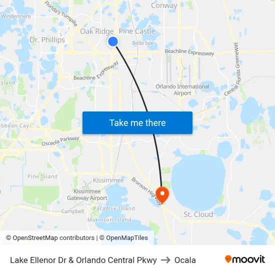 Lake Ellenor Dr & Orlando Central Pkwy to Ocala map