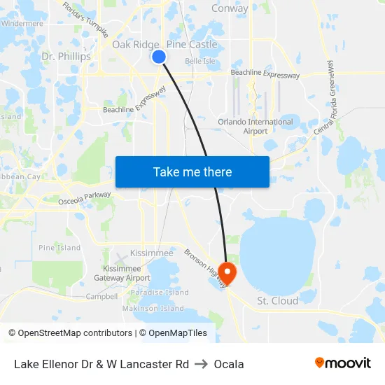 Lake Ellenor Dr & W Lancaster Rd to Ocala map