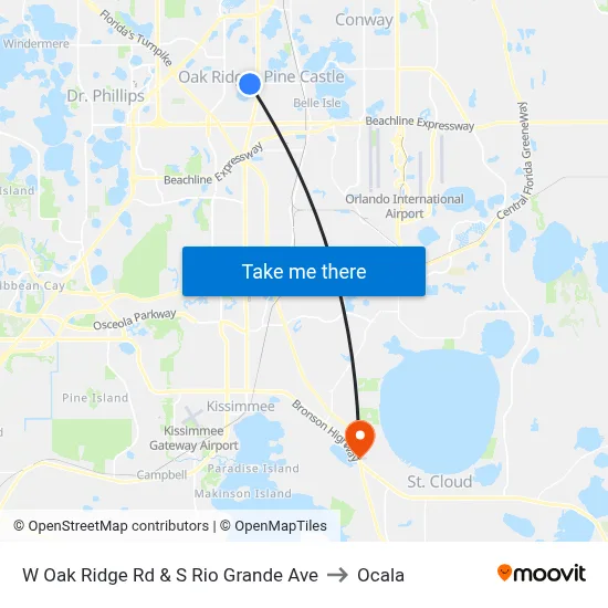W Oak Ridge Rd & S Rio Grande Ave to Ocala map