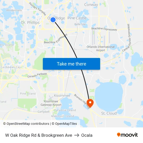 W Oak Ridge Rd & Brookgreen Ave to Ocala map