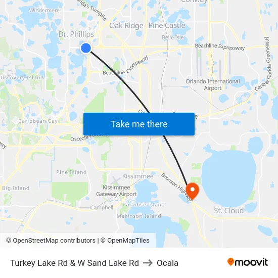 Turkey Lake Rd & W Sand Lake Rd to Ocala map