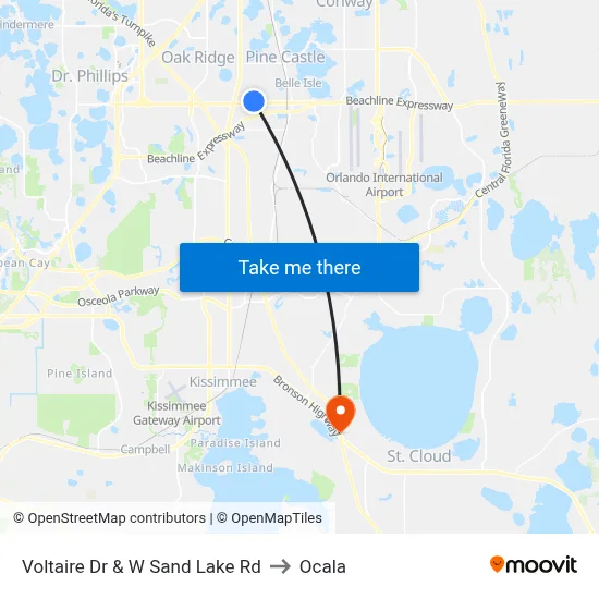 Voltaire Dr & W Sand Lake Rd to Ocala map