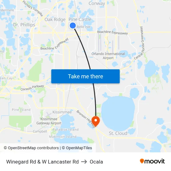 Winegard Rd & W Lancaster Rd to Ocala map