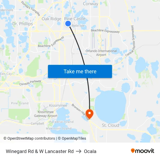 Winegard Rd & W Lancaster Rd to Ocala map