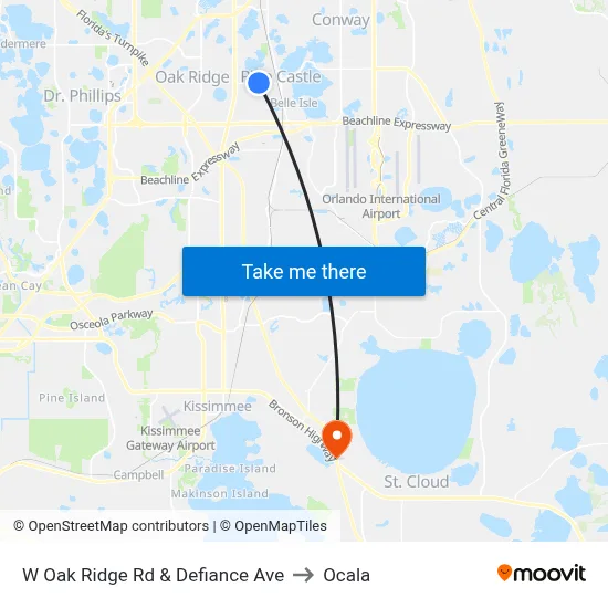 W Oak Ridge Rd & Defiance Ave to Ocala map