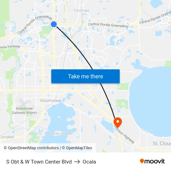 S Orange Blossom Trl & W Town Center Blvd to Ocala map