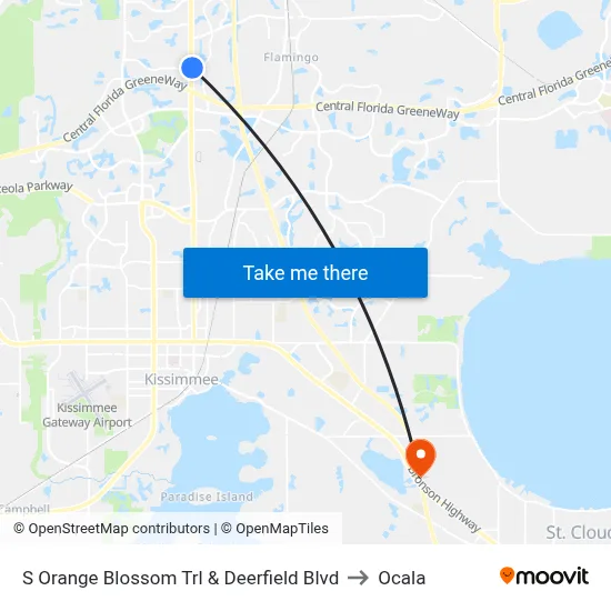 S Orange Blossom Trl & Deerfield Blvd to Ocala map
