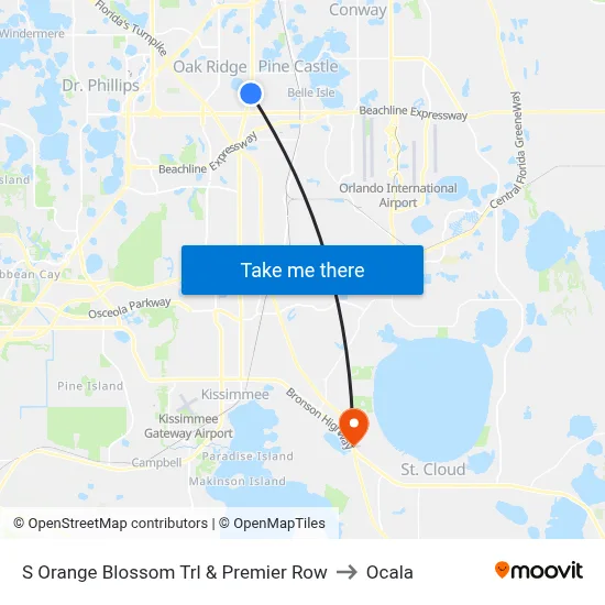 S Orange Blossom Trl & Premier Row to Ocala map