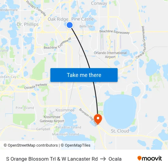 S Orange Blossom Trl & W Lancaster Rd to Ocala map