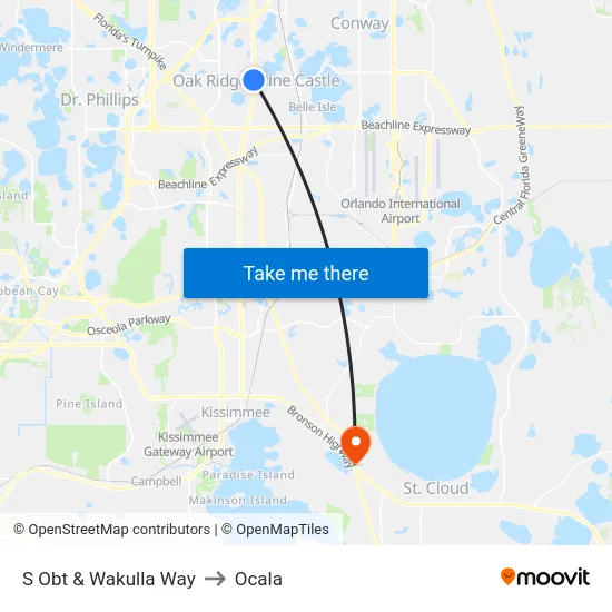 S Orange Blossom Trl & Wakulla Way to Ocala map