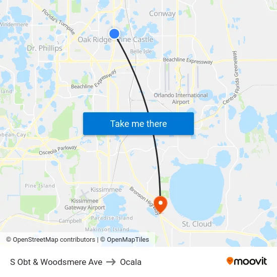 S Orange Blossom Trl & Woodsmere Ave to Ocala map