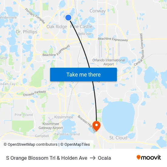 S Orange Blossom Trl & Holden Ave to Ocala map