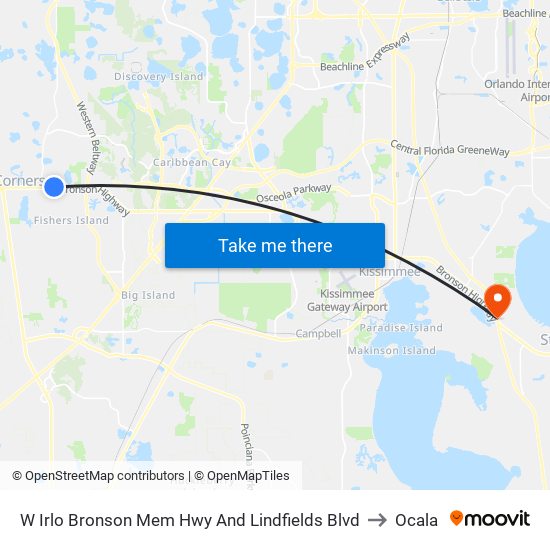 W Irlo Bronson Mem Hwy And Lindfields Blvd to Ocala map